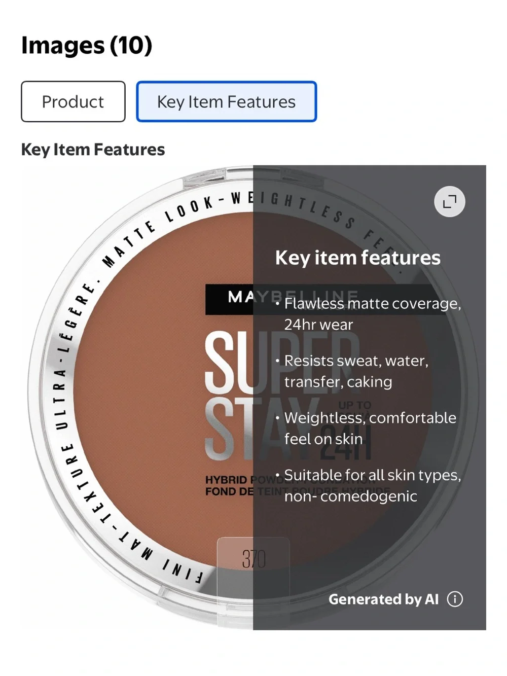 Maybelline Super Stay 24H Powder Foundation - 370 Deep Tan (Multiple Units)